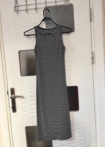 Zara Uzun Kollu Çizgili İnce Kesim Elbise