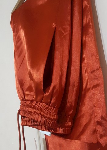 Kadın Kırmızı Saten Fitilli Eşofman Altı - Görsel 4