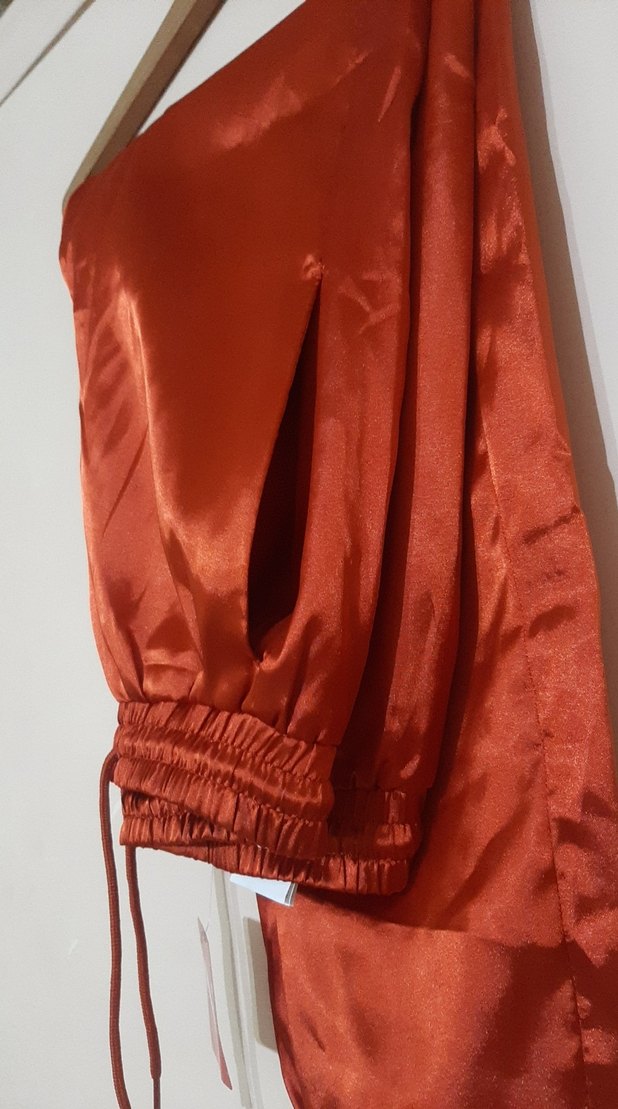 Kadın Kırmızı Saten Fitilli Eşofman Altı - Görsel 4