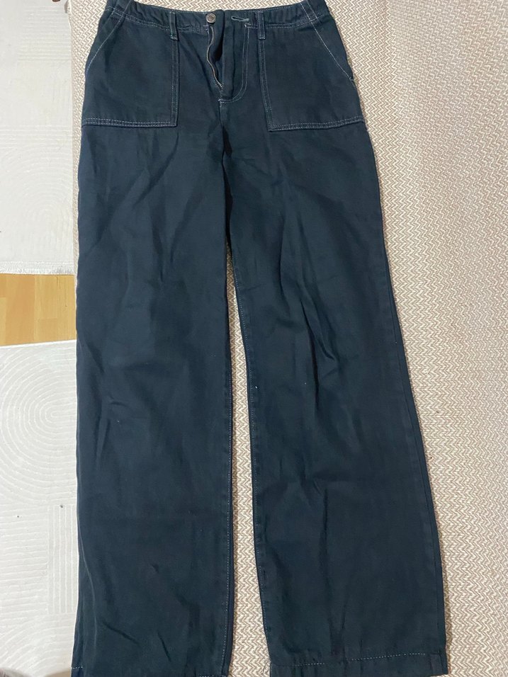 Kadın Lacivert Geniş Kesim Midi Kot hiç giyilmemiş kullanılmış - Görsel 2