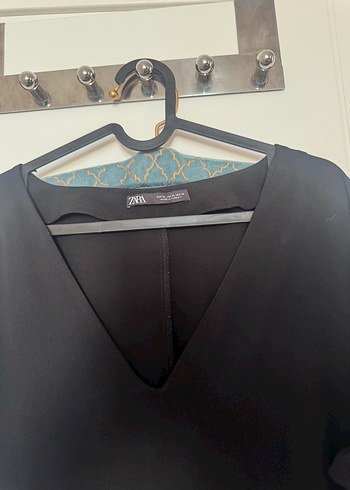 xl Beden Zara Siyah V Yakalı Midi Elbise