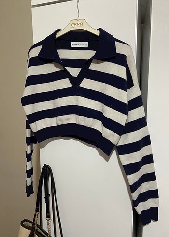 Bershka Çizgili V Yakalı Uzun Kollu Kadın Triko