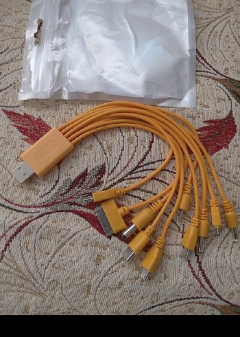 Sarı Çoklu Telefon Şarj Kablosu,hızlı şarj.........