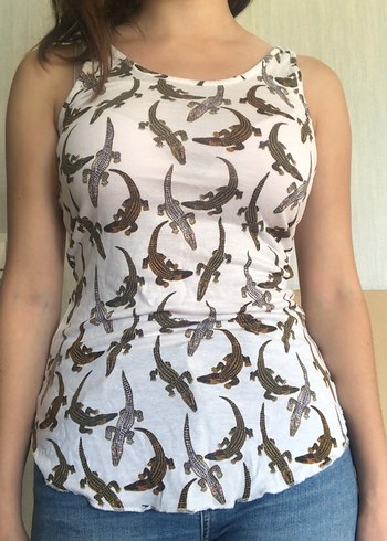 xs Beden beyaz Renk H&M Yılan Desenli Atlet