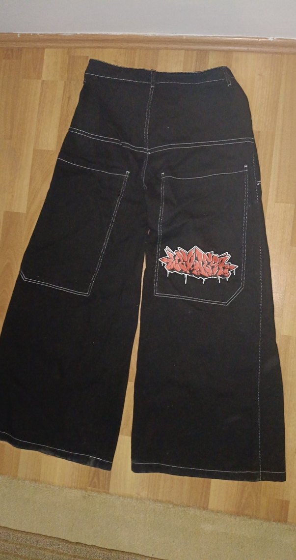 Y2K Siyah Geniş Paça Denim Pantolon — görsel 3/5