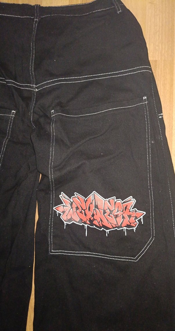 Y2K Siyah Geniş Paça Denim Pantolon — görsel 4/5