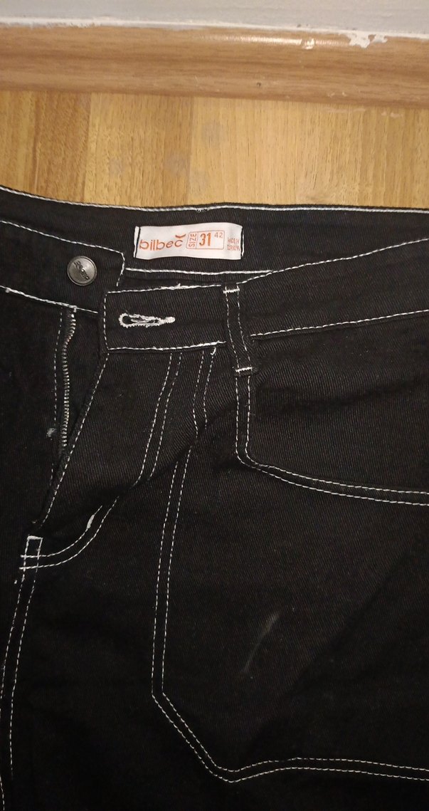 Y2K Siyah Geniş Paça Denim Pantolon — görsel 2/5
