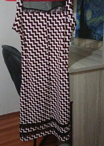 40 Beden Bordo Desenli V Yakalı Midi Elbise