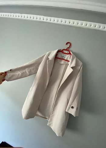 Diğer Düğmeli krem rengi Midi Kadın Blazer