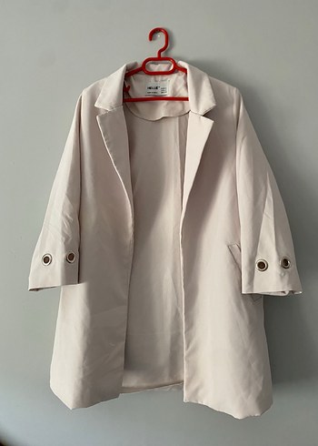 Düğmeli krem rengi Midi Kadın Blazer