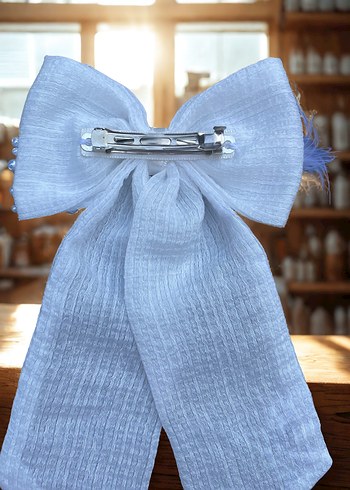 İnci Detaylı Beyaz Fiyonk Saç Aksesuarı çocuk tokası - Görsel 3