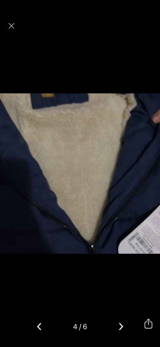 Çocuk Mavi Kapüşonlu Kürklü Kışlık Mont - Görsel 4