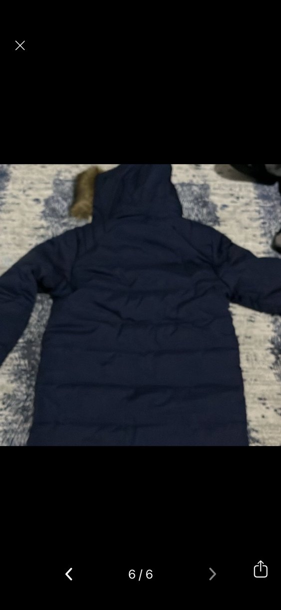 Çocuk Mavi Kapüşonlu Kürklü Kışlık Mont - Görsel 3