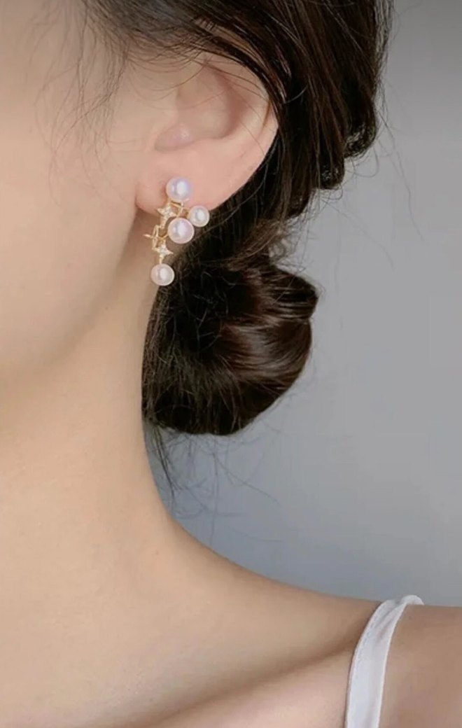 Altın Renk İncili Küpe - Görsel 2