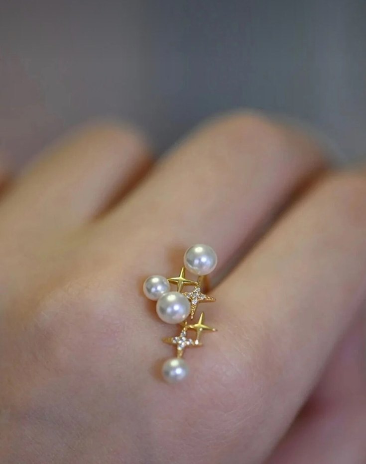 Altın Renk İncili Küpe - Görsel 3