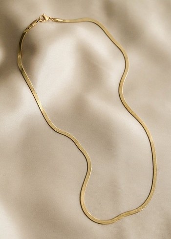 Altın Renkli Yılan Desenli Zincir Kolye - Görsel 2