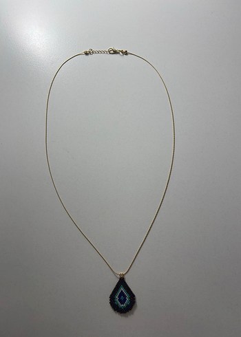 Uzun Boncuklu Turkuaz Bohem Kolye - Görsel 3