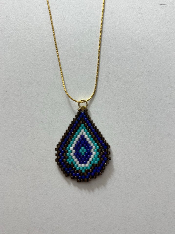 Uzun Boncuklu Turkuaz Bohem Kolye - Görsel 2