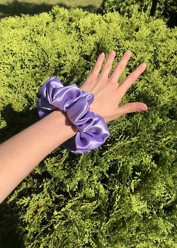 Mor Saten Elastik Saç Tokası - Görsel 2