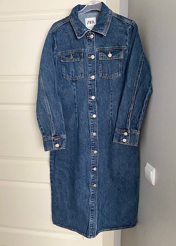 Zara Düğmeli Mavi Kadın Denim Ceket