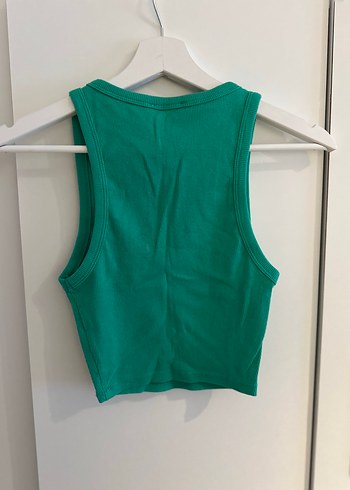 Zara Yeşil Kolsuz Yüksek Yakalı Crop Top