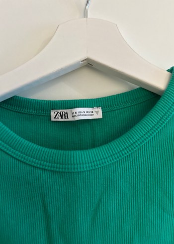 s Beden Yeşil Kolsuz Yüksek Yakalı Crop Top
