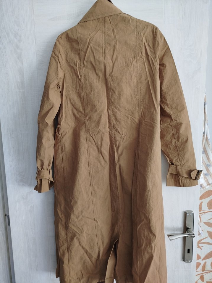 Bej Uzun Keten Trençkot - Görsel 2