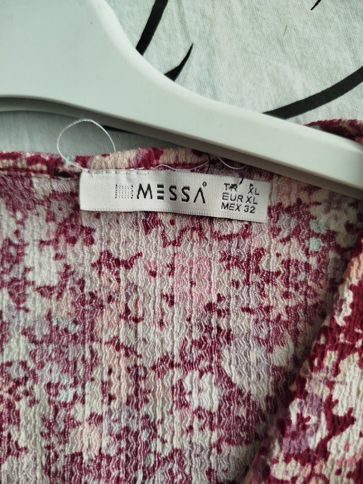 Bordo V Yaka Kısa Kollu Bohem Mini Elbise - Görsel 2