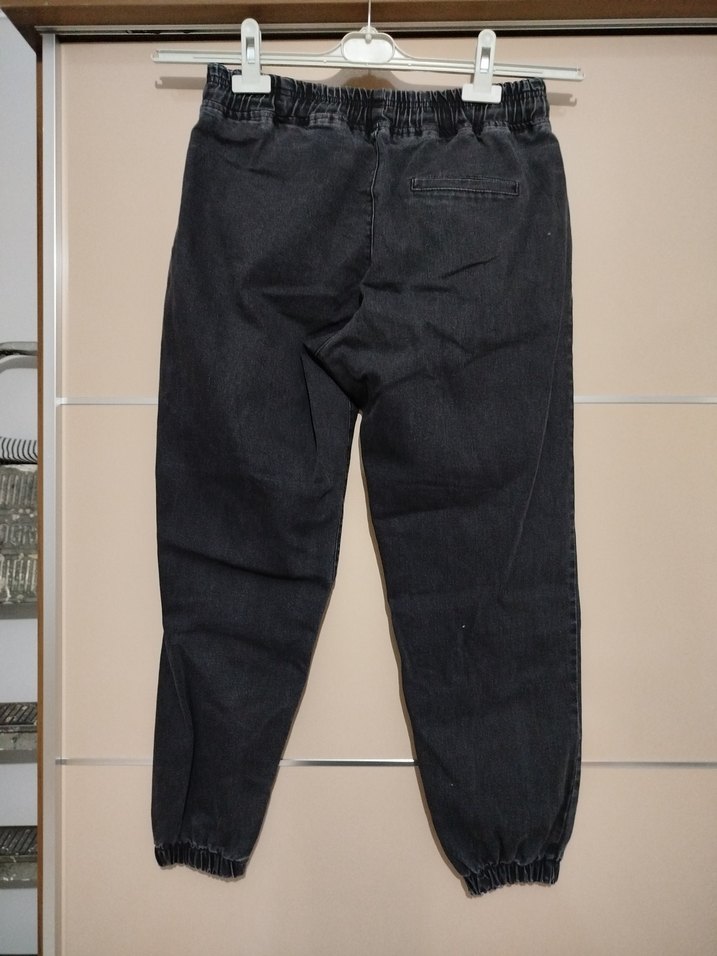 gri renk kör pantolon paçaları lastikli - Görsel 2