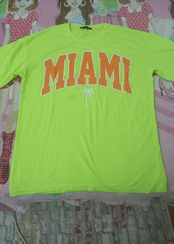 Yeşil MIAMI Baskılı Kadın Tişört