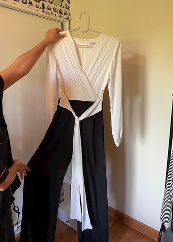 Zara Siyah Beyaz Drapeli Uzun Tulum