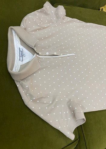 Bej Desenli Kısa Kollu Polo Tişört