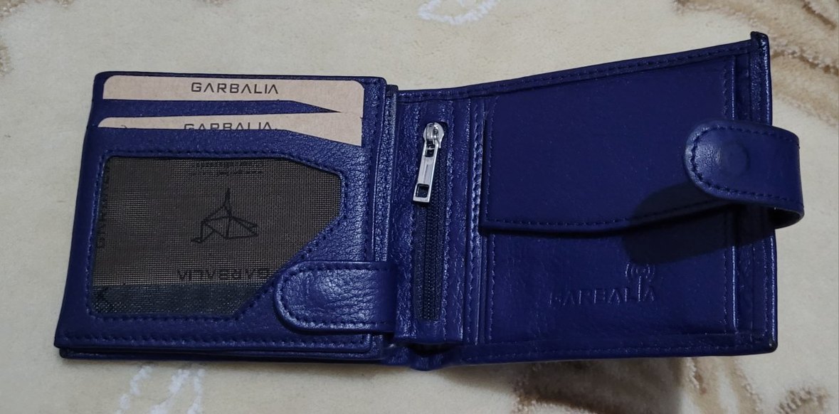 Parlak Mavi Minimalist Garbalia Hakiki Deri Erkek Cüzdanı - Görsel 3