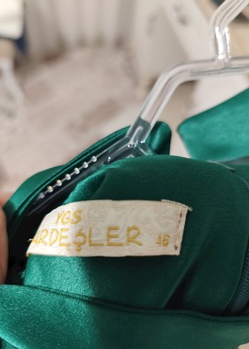 46 Beden yeşil Renk Yeşil İşlemeli Uzun Kollu Abiye Elbise