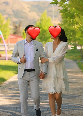 40 Beden Uzun Kollu Midi Beyaz A Kesim Gelinlik