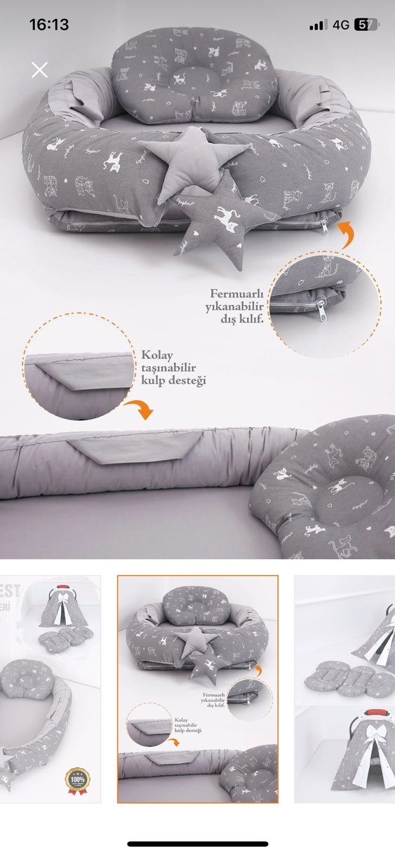 Gri Desenli Bebek Babynest seti - Görsel 2