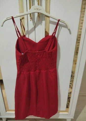 Kadın Kırmızı Mini Saten elbise - Görsel 2