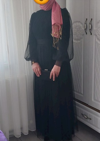 Abiye Siyah Uzun Drape Detaylı Gotik Elbise