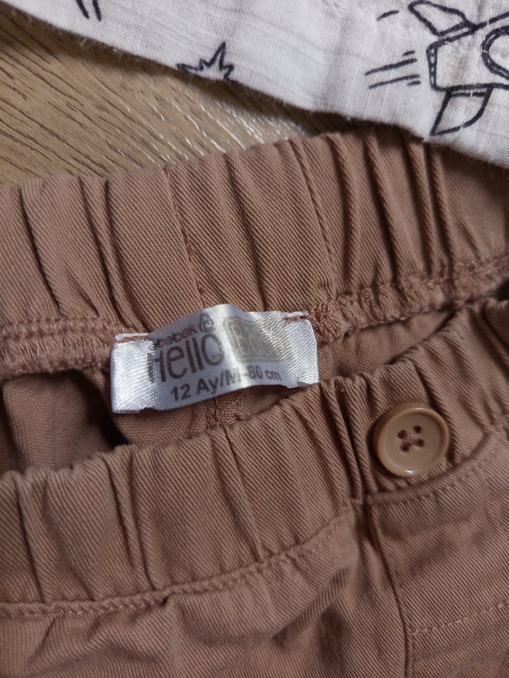 Bej Desenli Kısa Kollu Bebek Erkek Takımı - Görsel 4