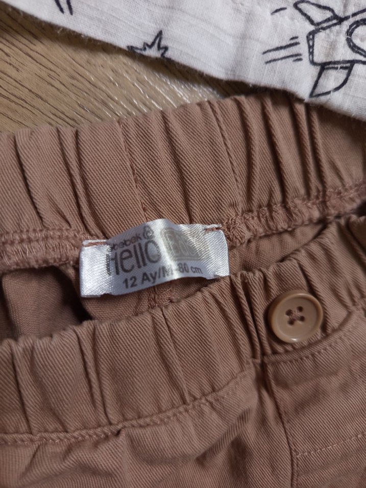 Bej Desenli Kısa Kollu Bebek Erkek Takımı - Görsel 3