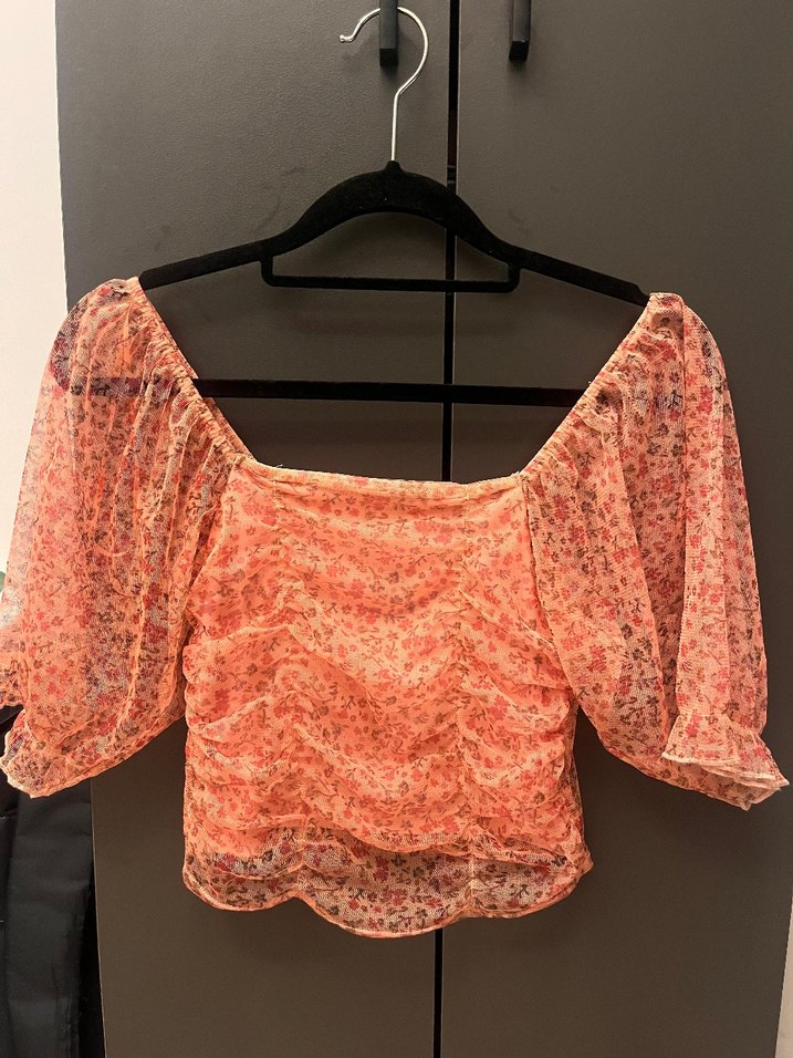 Pembe Kısa Drapeli Bluz - Görsel 2