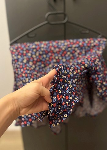 34 Beden Çiçek Desenli Pilili Mini Etek