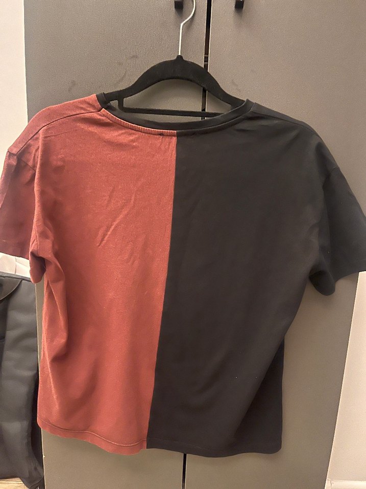 bordo siyah Kadın tişört - Görsel 4