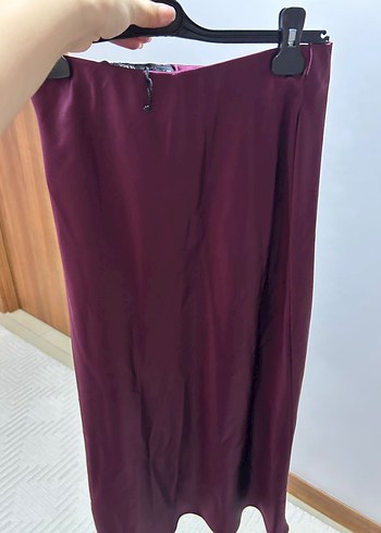 s Beden bordo Renk Zara Bordo Saten Salaş Uzun Etek