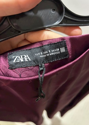s Beden Zara Bordo Saten Salaş Uzun Etek