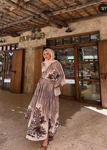 Camel Renkli Bohem Uzun Elbise