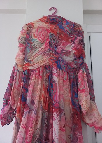 Pembe Uzun Bohem Elbise - Görsel 10