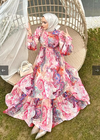 Pembe Uzun Bohem Elbise - Görsel 4