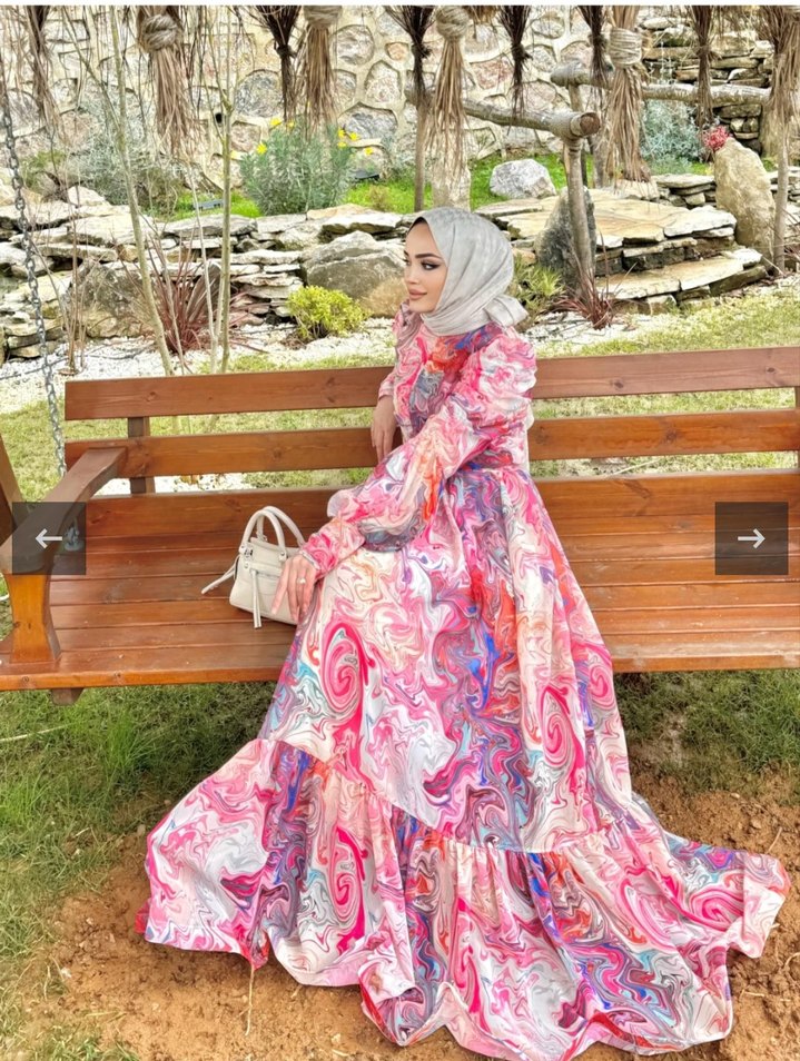 Pembe Uzun Bohem Elbise - Görsel 2