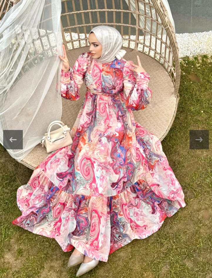 Pembe Uzun Bohem Elbise - Görsel 4